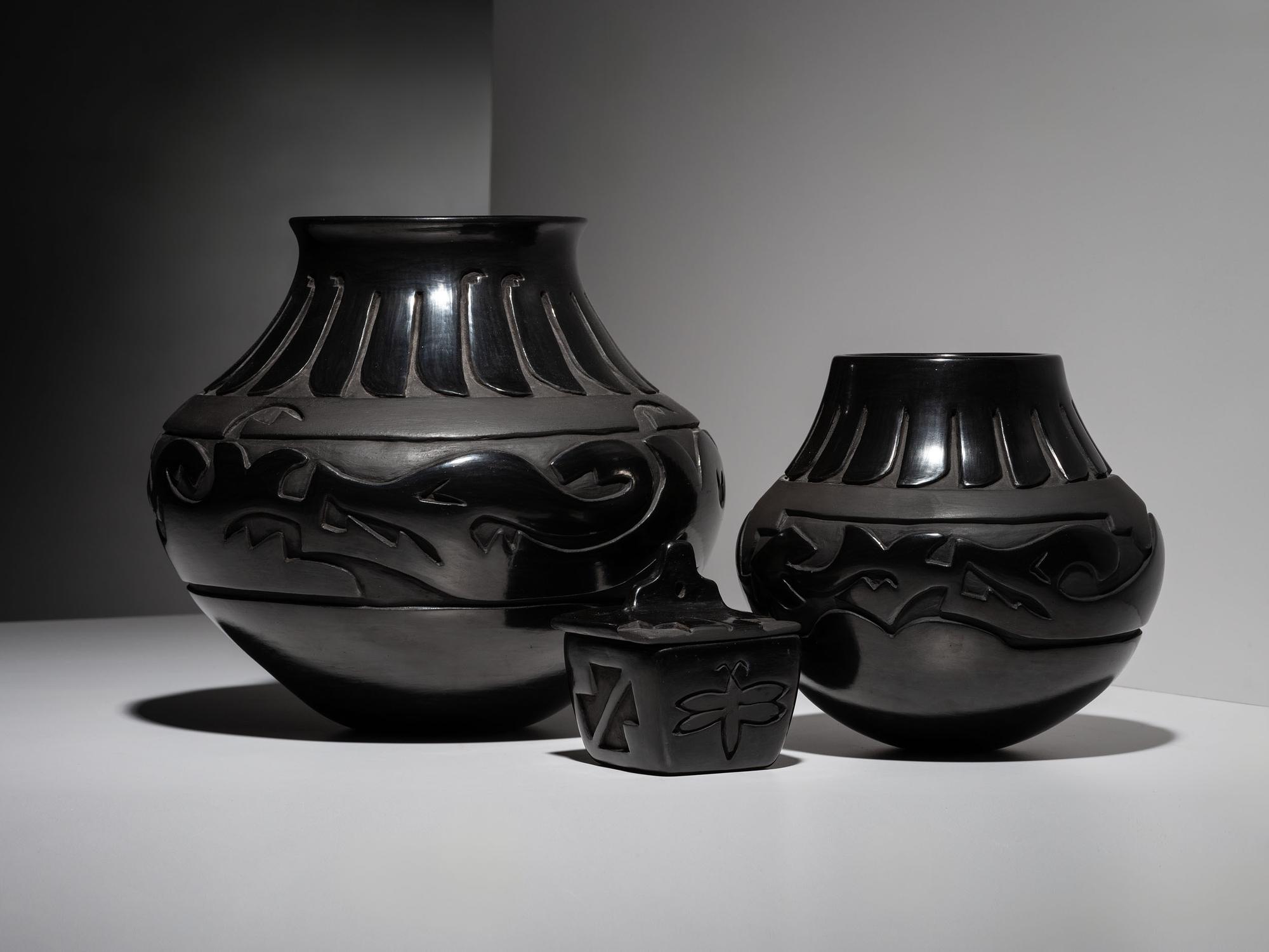Carved Blackware Pottery