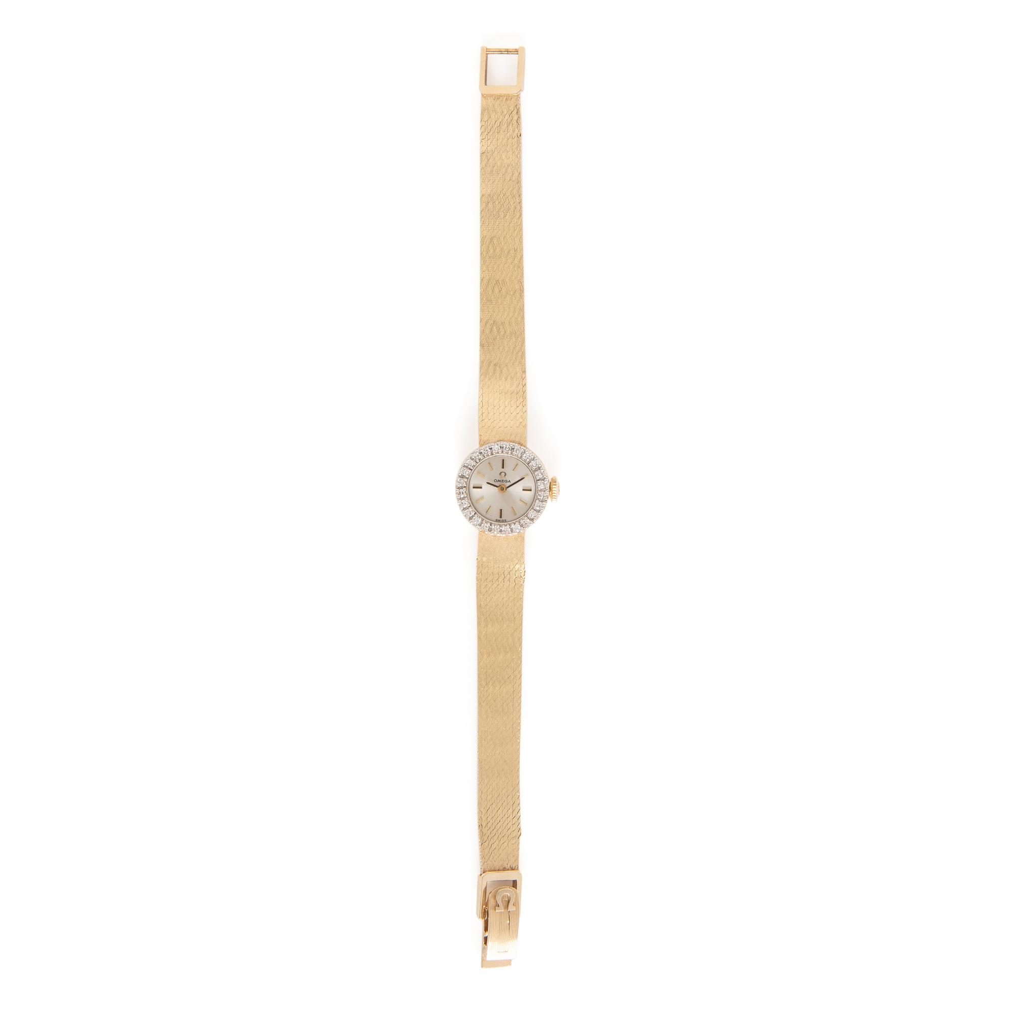Omega, 14K Yellow Gold and Diamond Watch