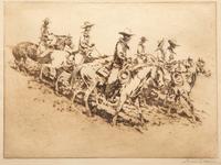 Seven Mounted Cowboys on Horses