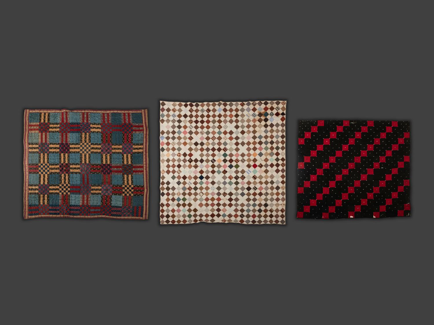 Two Patchwork Comforters and a Quilt