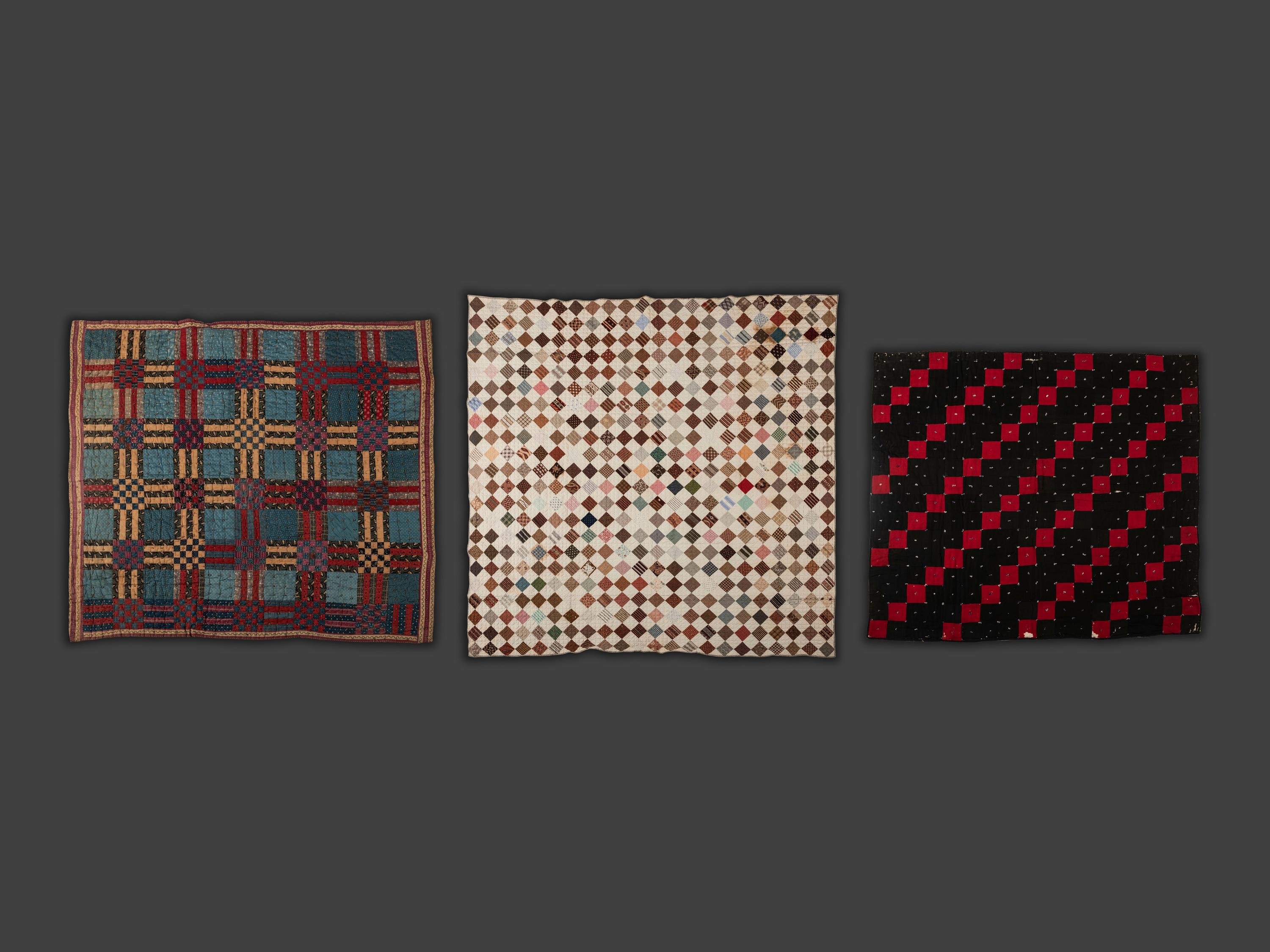 Two Patchwork Comforters and a Quilt