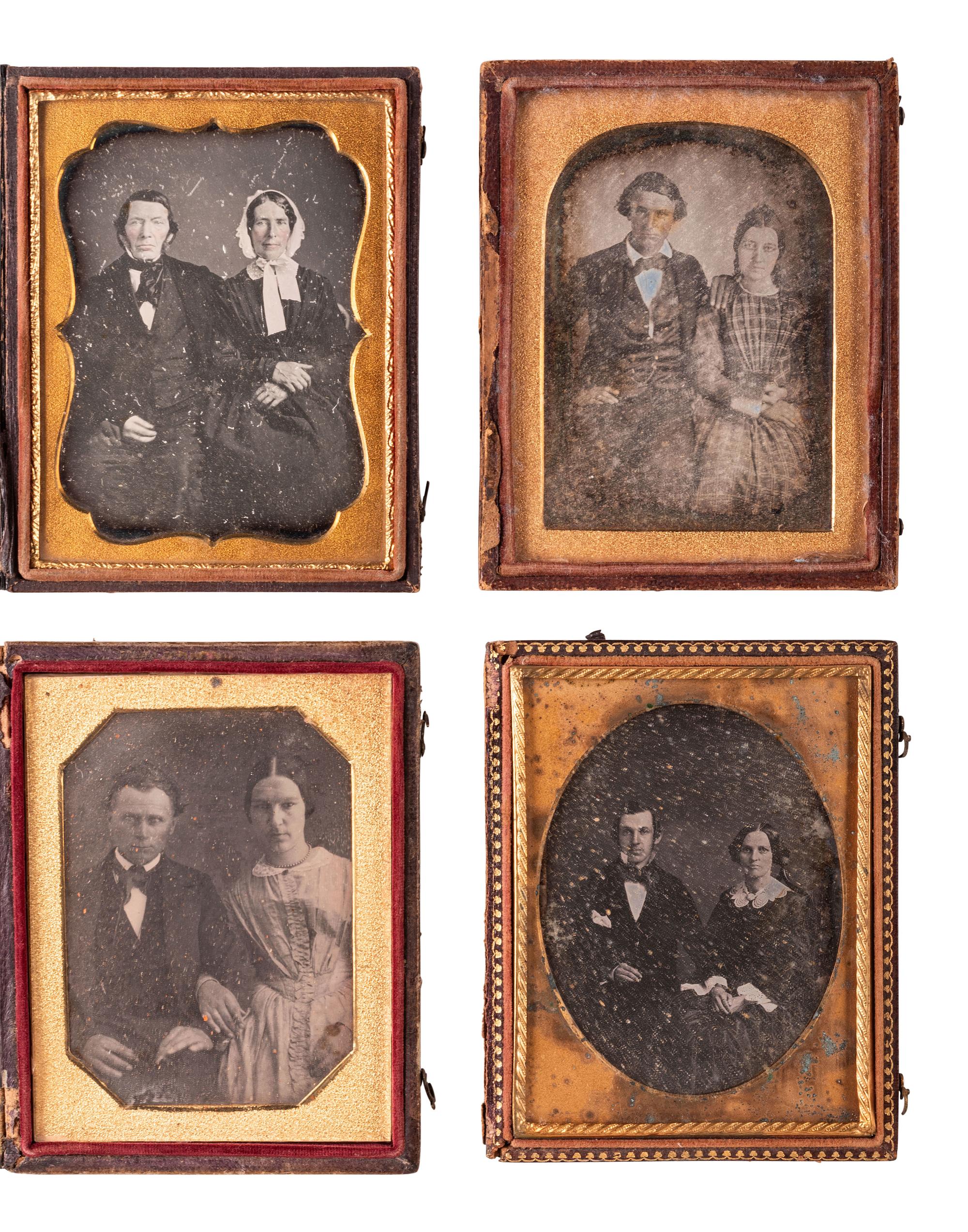 [EARLY PHOTOGRAPHY]. 24 quarter plate daguerreotypes of couples, many affectionately posed.