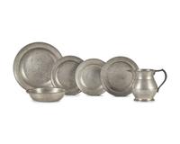 A Group of Six Pewter Table Items