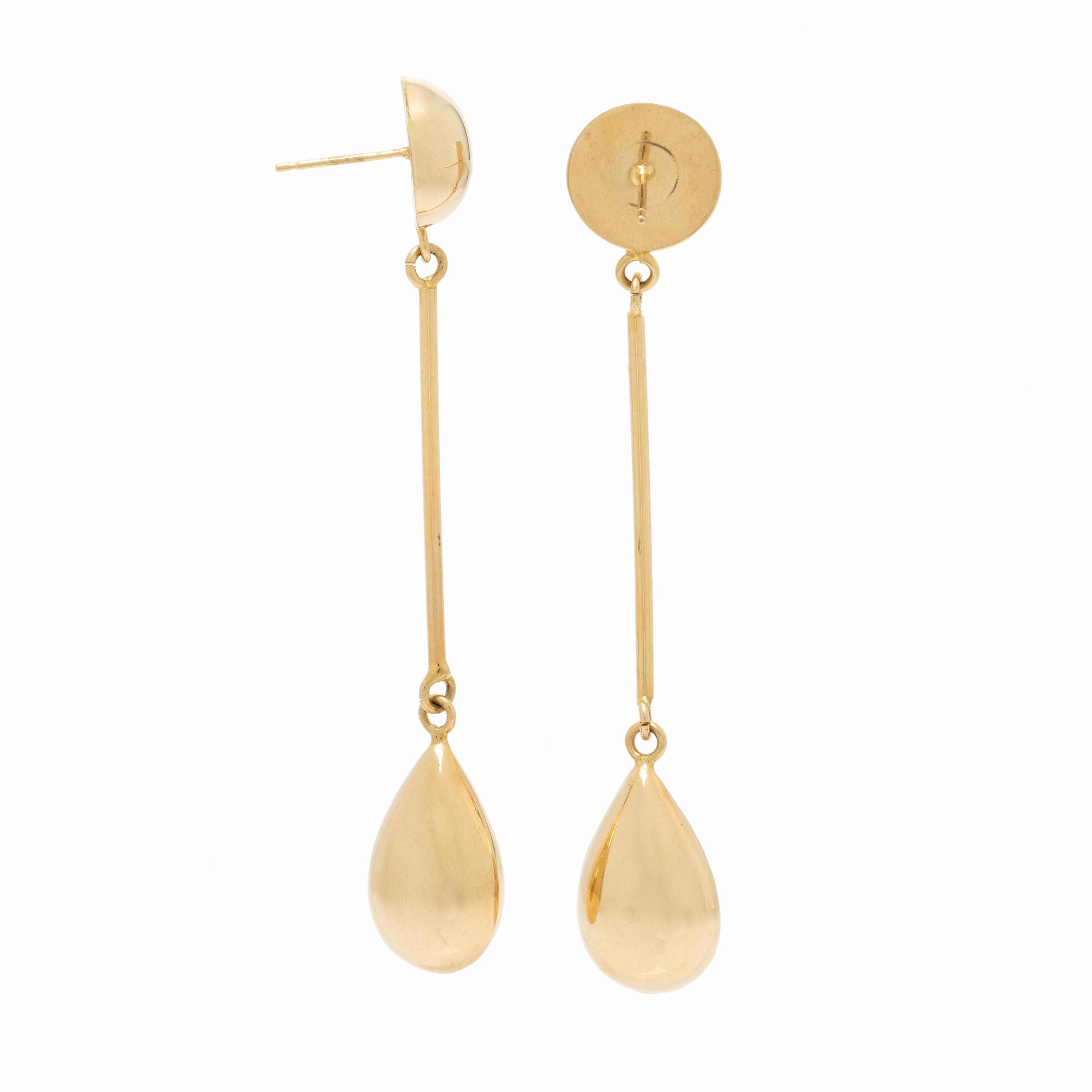 Yellow Gold Pendant Earrings