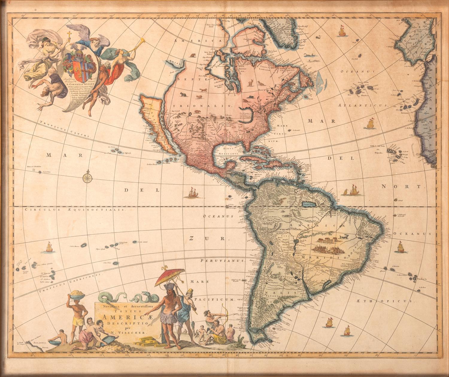 VISSCHER, Nicolaus (1618-1709). Novissima et Accuratissima Totius Americae Descriptio . Amsterdam, 1658.