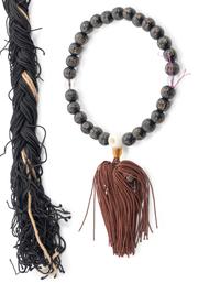 Five Strands of Chinese Hardstone and Wood Prayer Beads