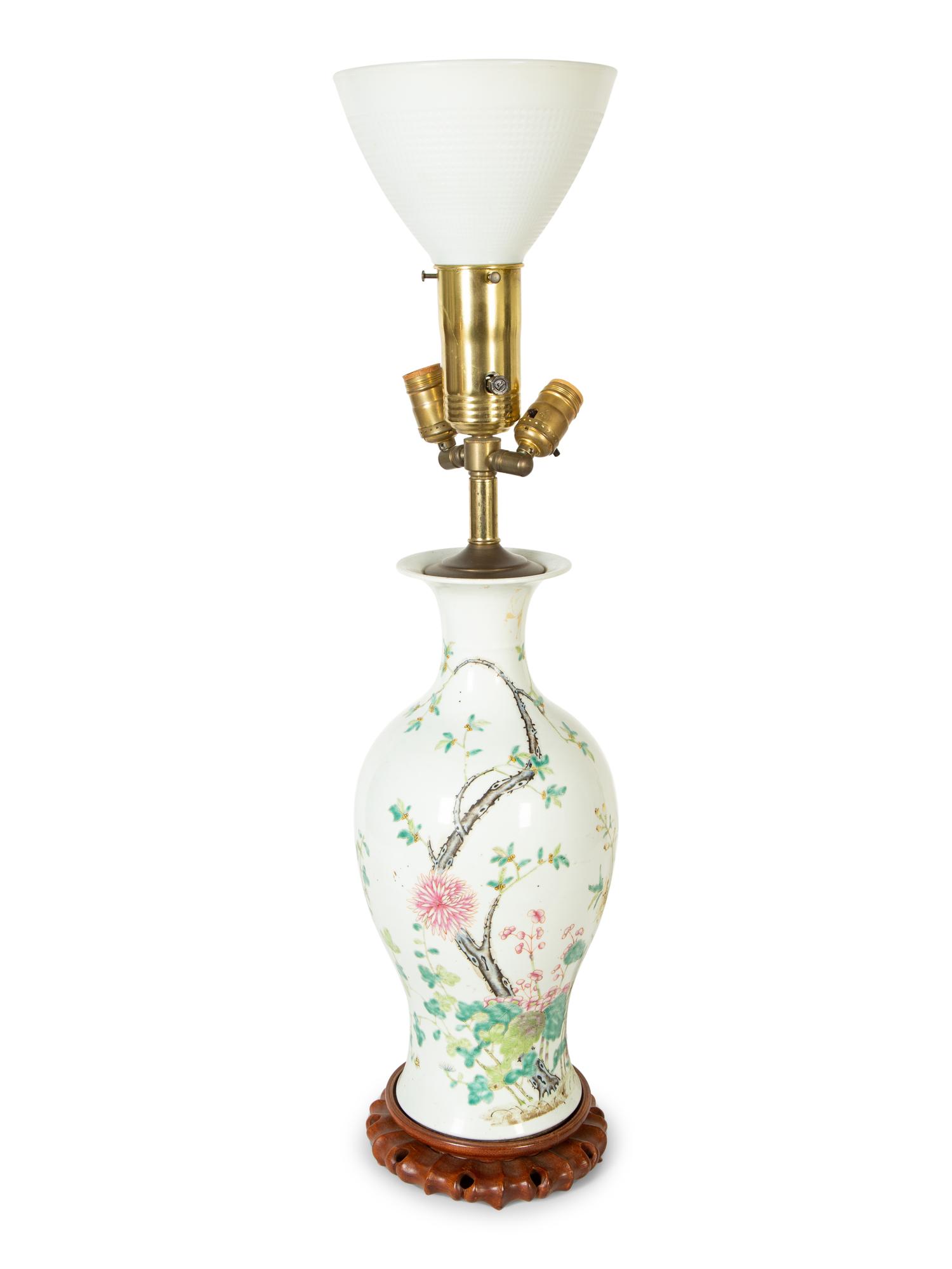 A Chinese Export Porcelain Vase Mounted as a Lamp