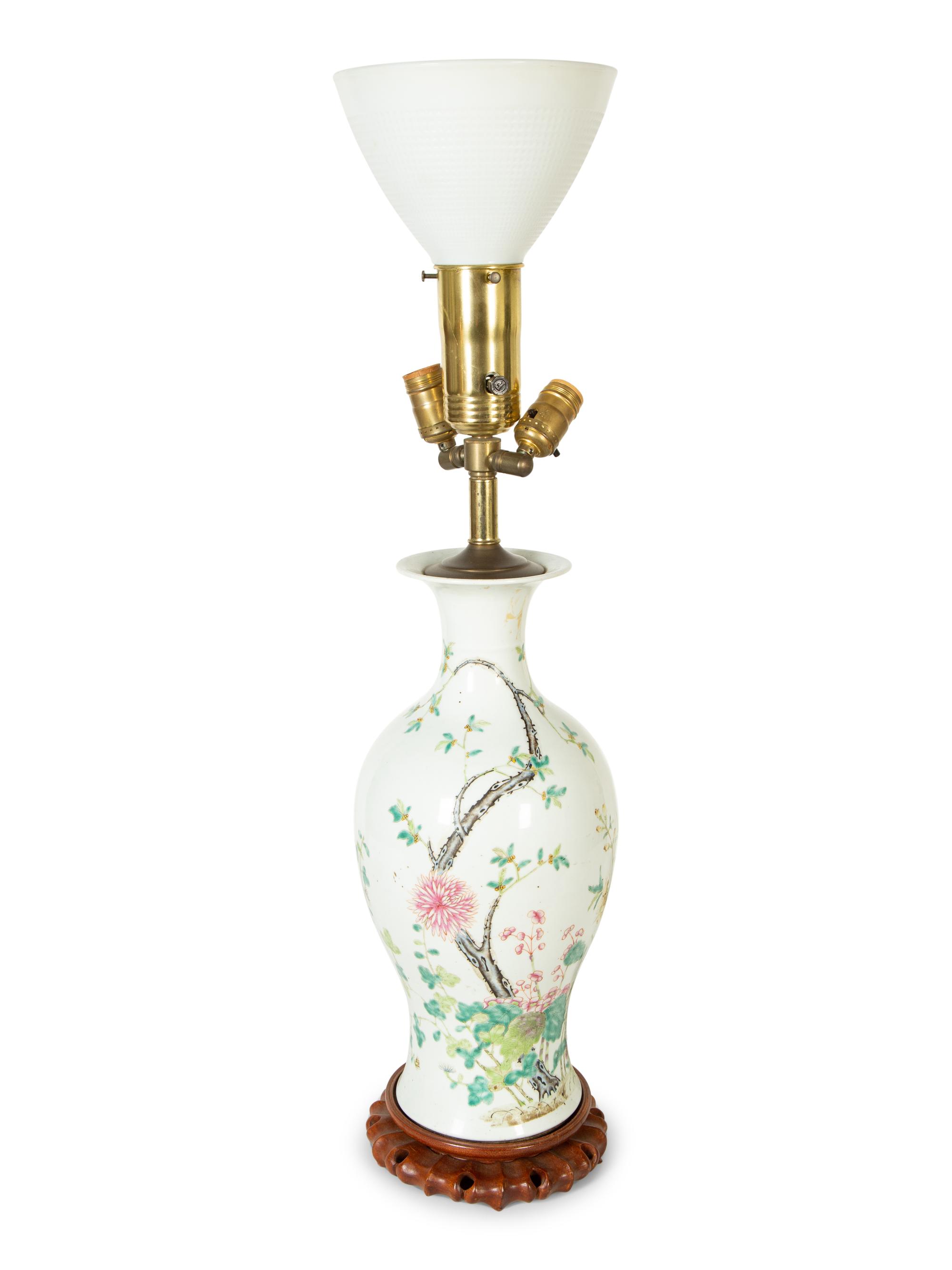 A Chinese Export Porcelain Vase Mounted as a Lamp