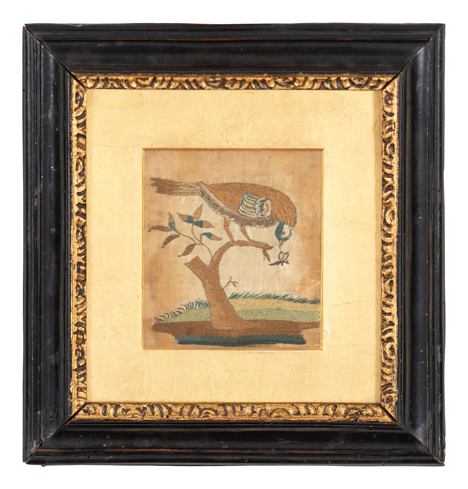 An English Silkwork Embroidered Bird Picture