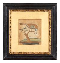 An English Silkwork Embroidered Bird Picture
