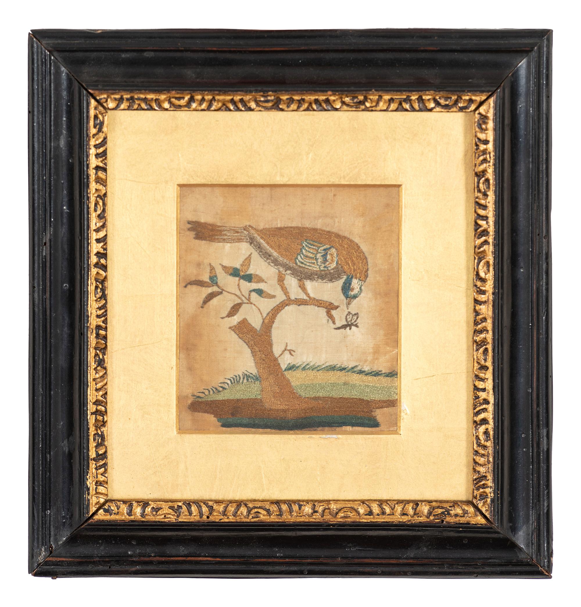 An English Silkwork Embroidered Bird Picture