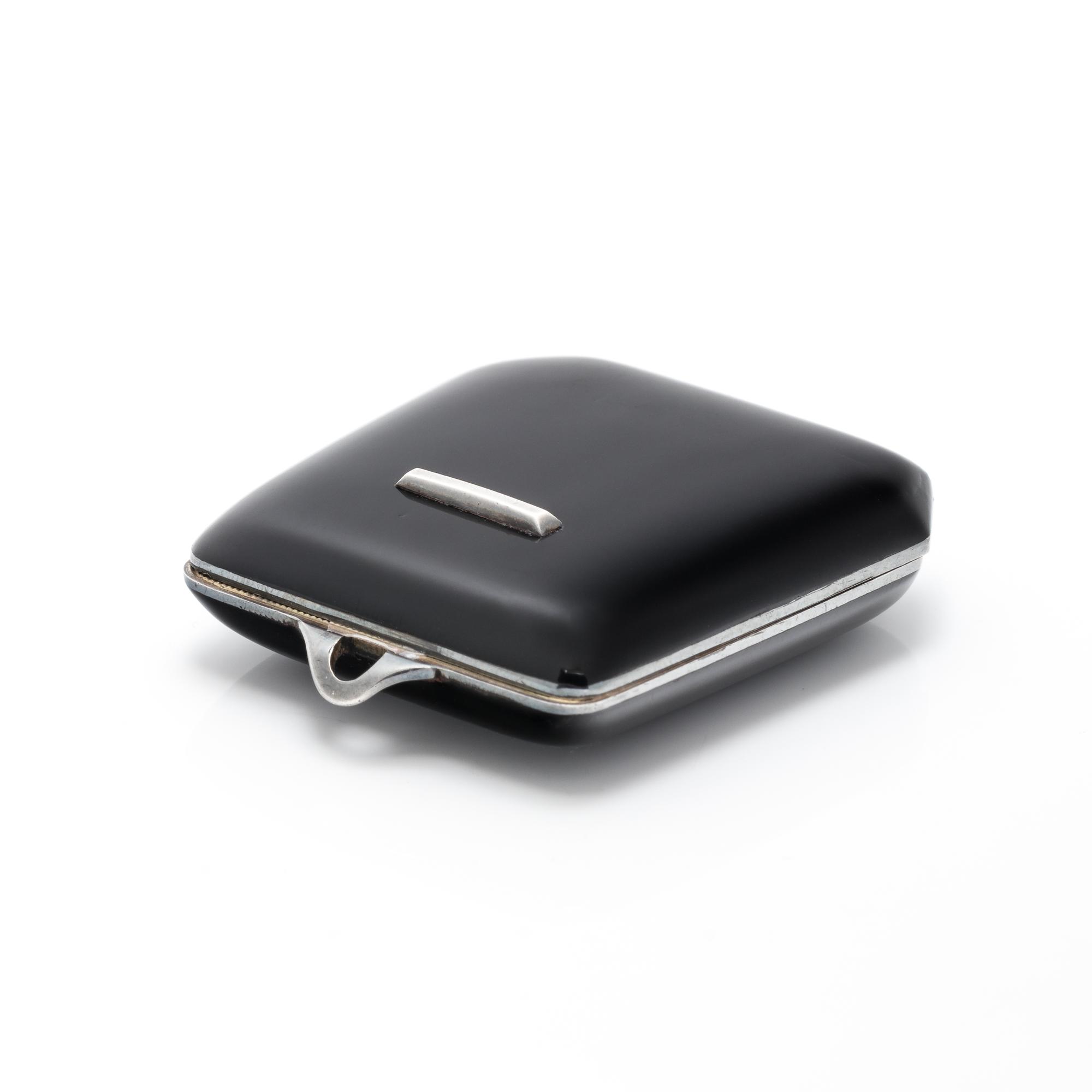 STERLING SILVER AND ENAMEL TRAVEL WATCH