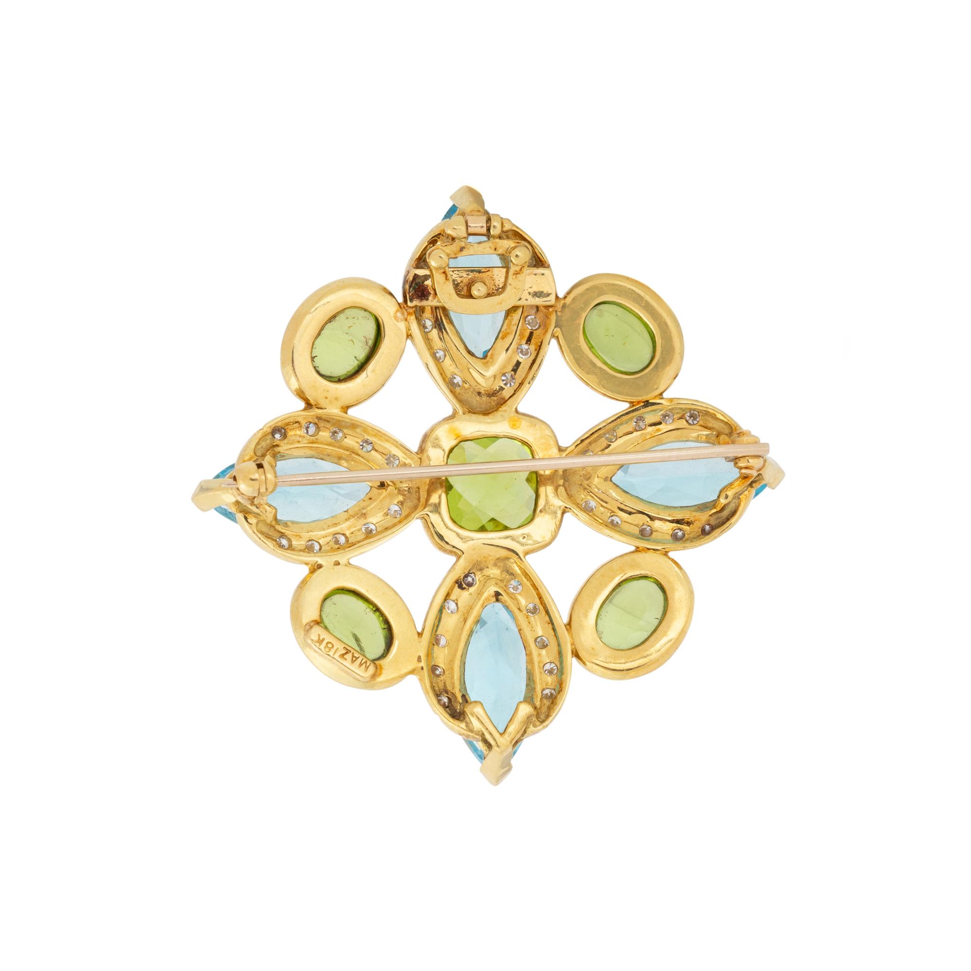 MAZ, DIAMOND, AND MULTIGEM BROOCH/PENDANT