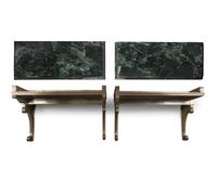 A Pair of Neoclassical Style Gilt Bronze and Marble Console Tables