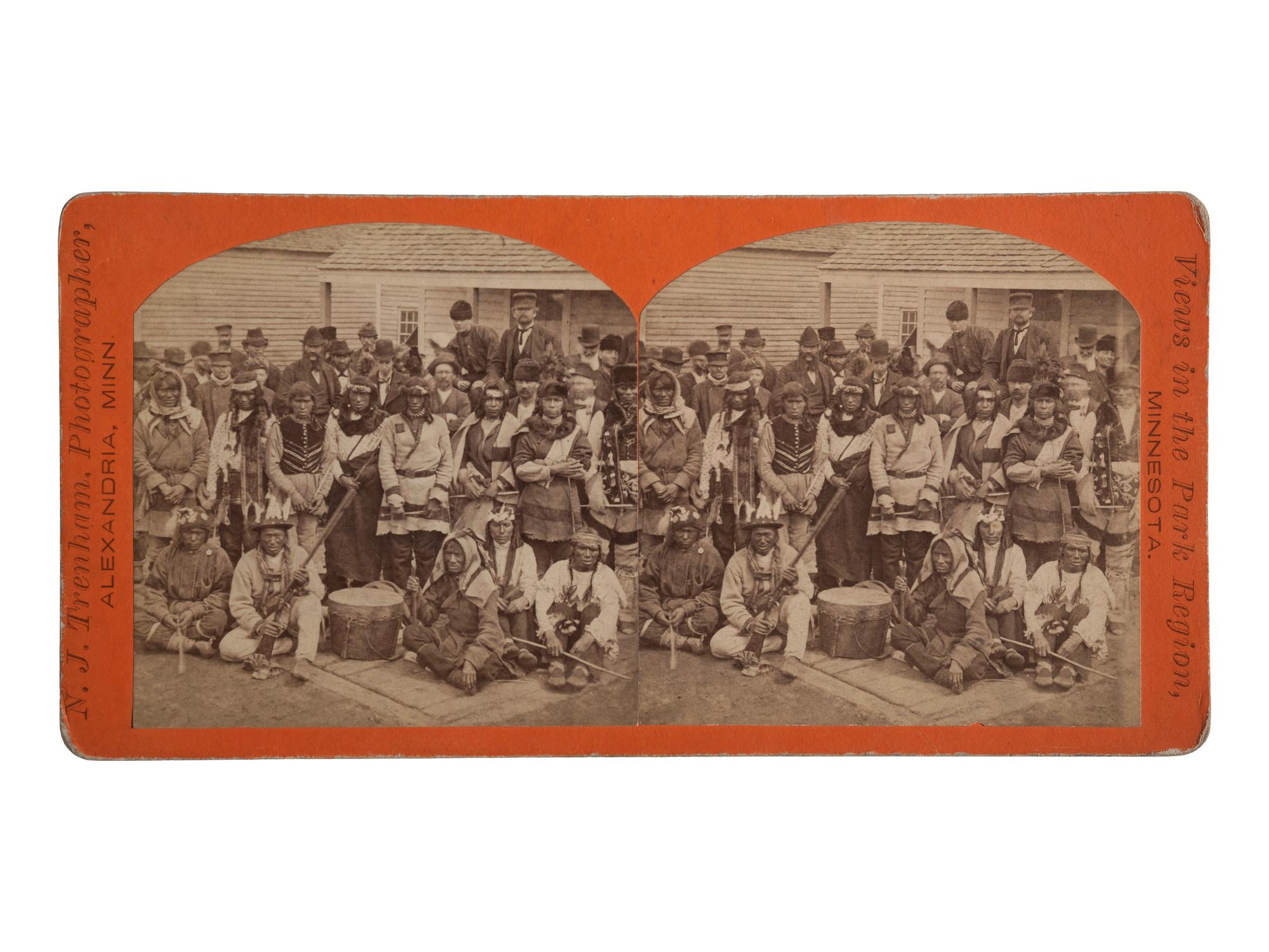 [NATIVE AMERICANS]. TRENHAM, photographer. Stereoview of Chippewa Indians.