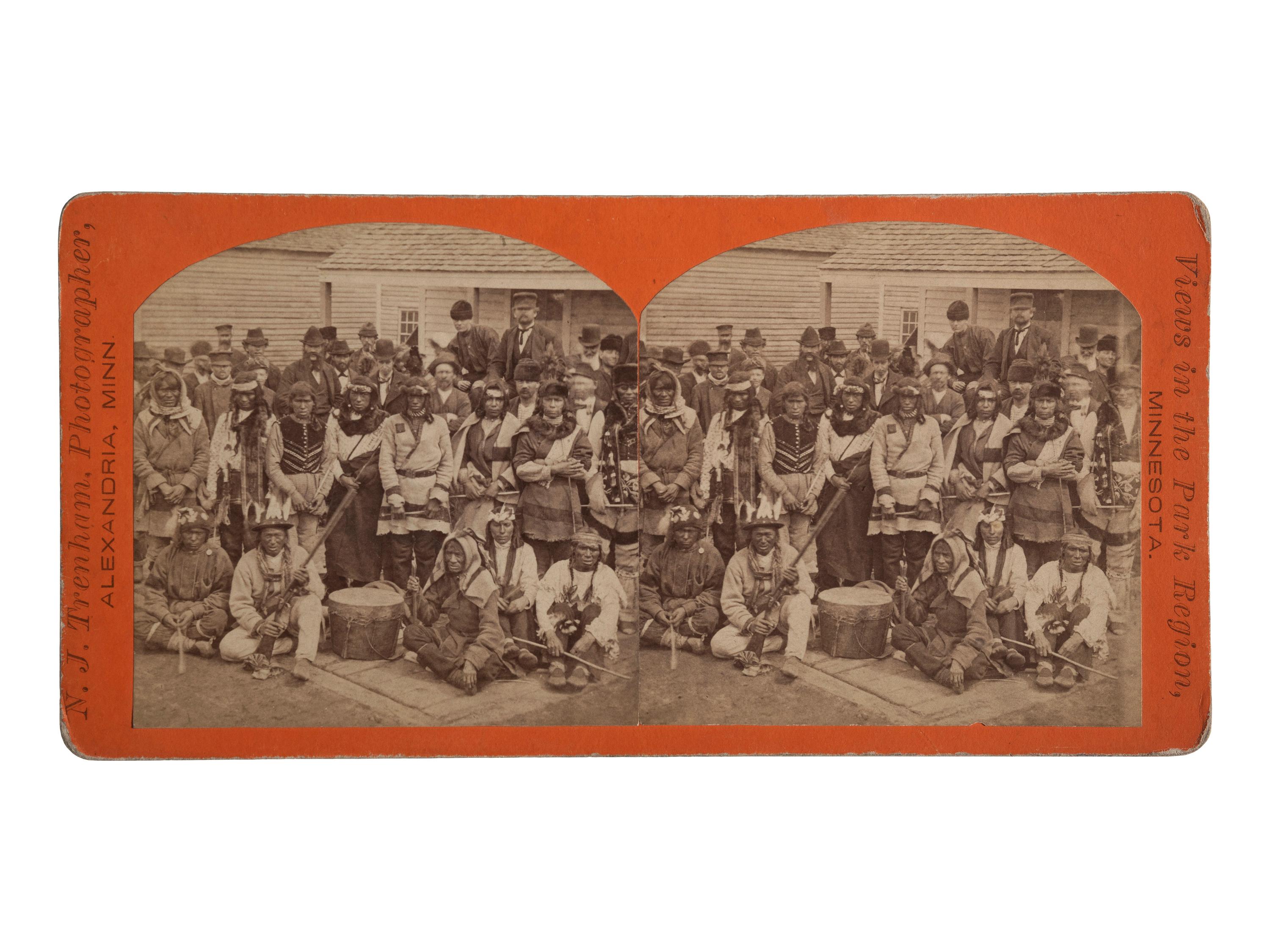 [NATIVE AMERICANS]. TRENHAM, photographer. Stereoview of Chippewa Indians.