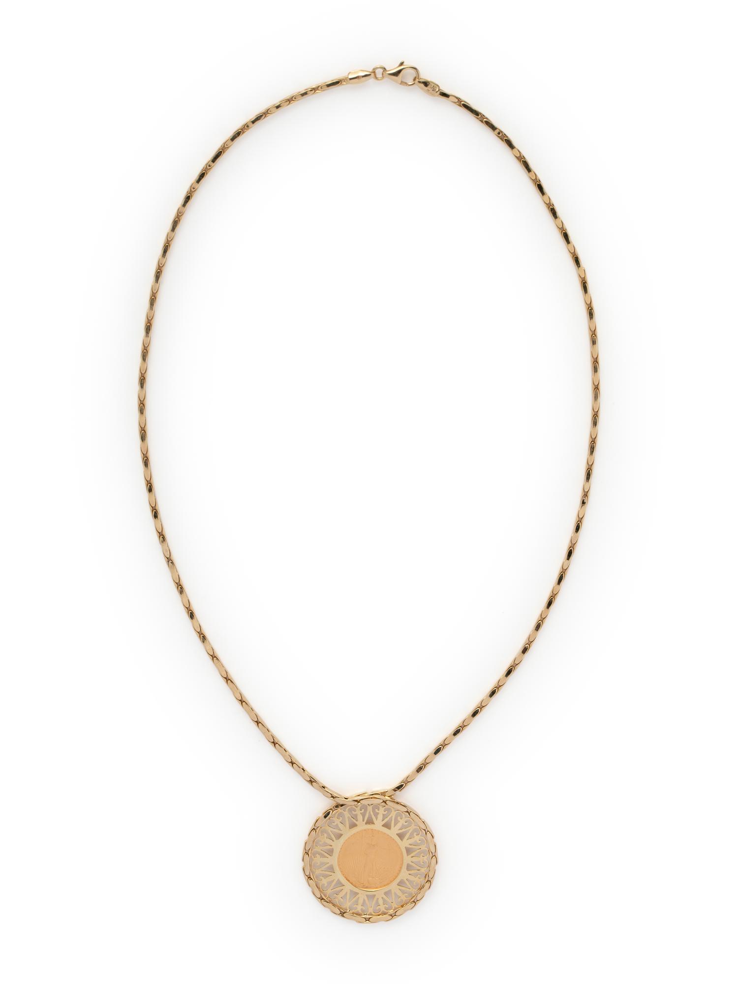 YELLOW GOLD AND COIN NECKLACE