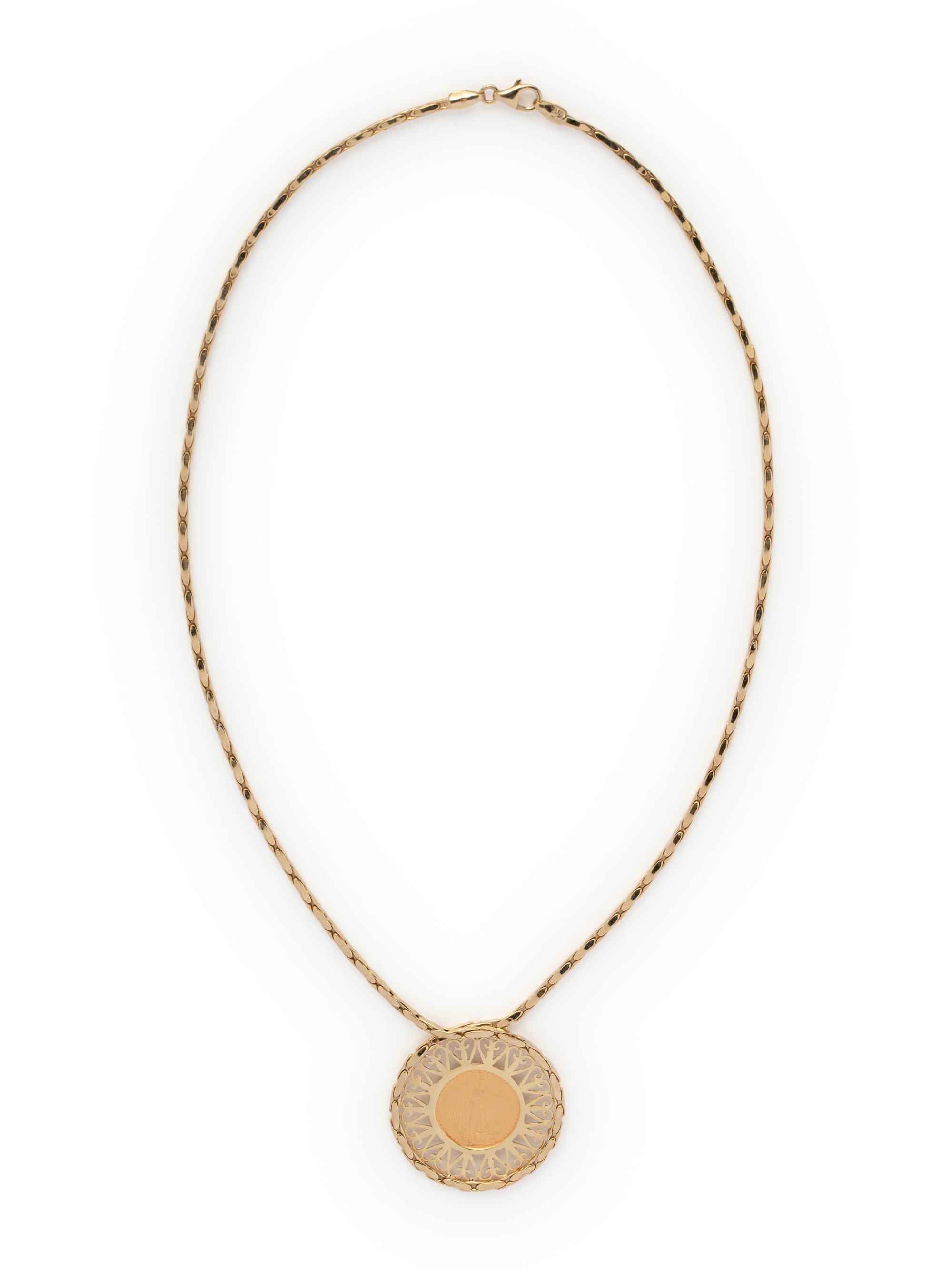 YELLOW GOLD AND COIN NECKLACE
