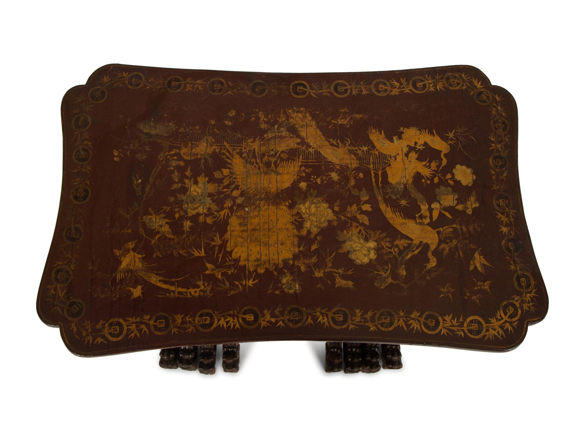 A Set of Four Chinese Lacquered Nesting Tables