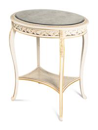 A Louis XV Style Painted and Parcel Gilt Side Table