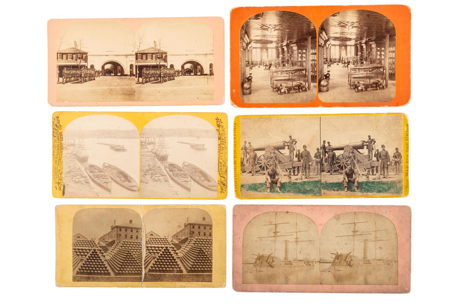 [CIVIL WAR]. A group of 25 stereoviews, highlighted by images of the US Navy Yard, Washington, DC, incl. monitors, and cannon, and views of St. Augustine, Florida.