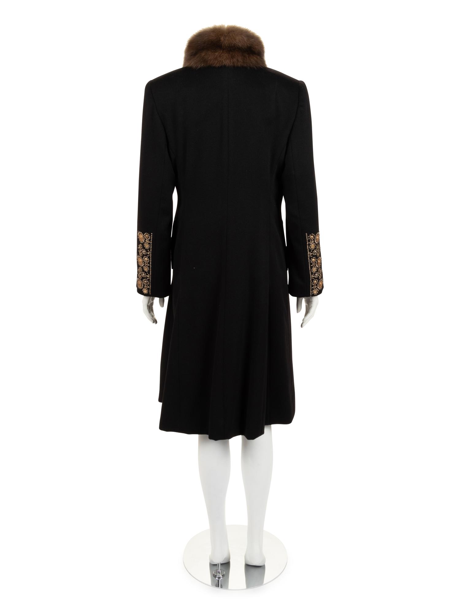 Oscar de la Renta Embellished Cashmere Coat with Fur Collar