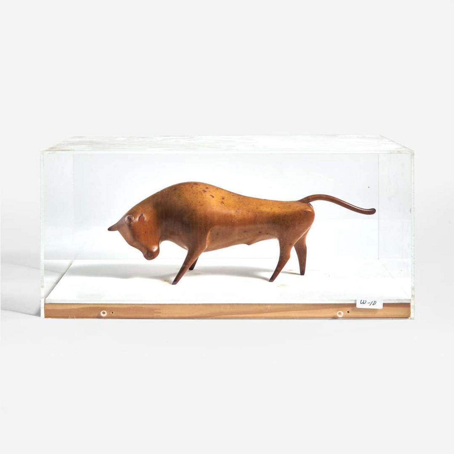 Franz Hagenauer (Austrian, 1906-1986) Carved Fruitwood Bull, Werkstätte Hagenauer, Austria, circa 1920s