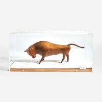 Franz Hagenauer (Austrian, 1906-1986) Carved Fruitwood Bull, Werkstätte Hagenauer, Austria, circa 1920s