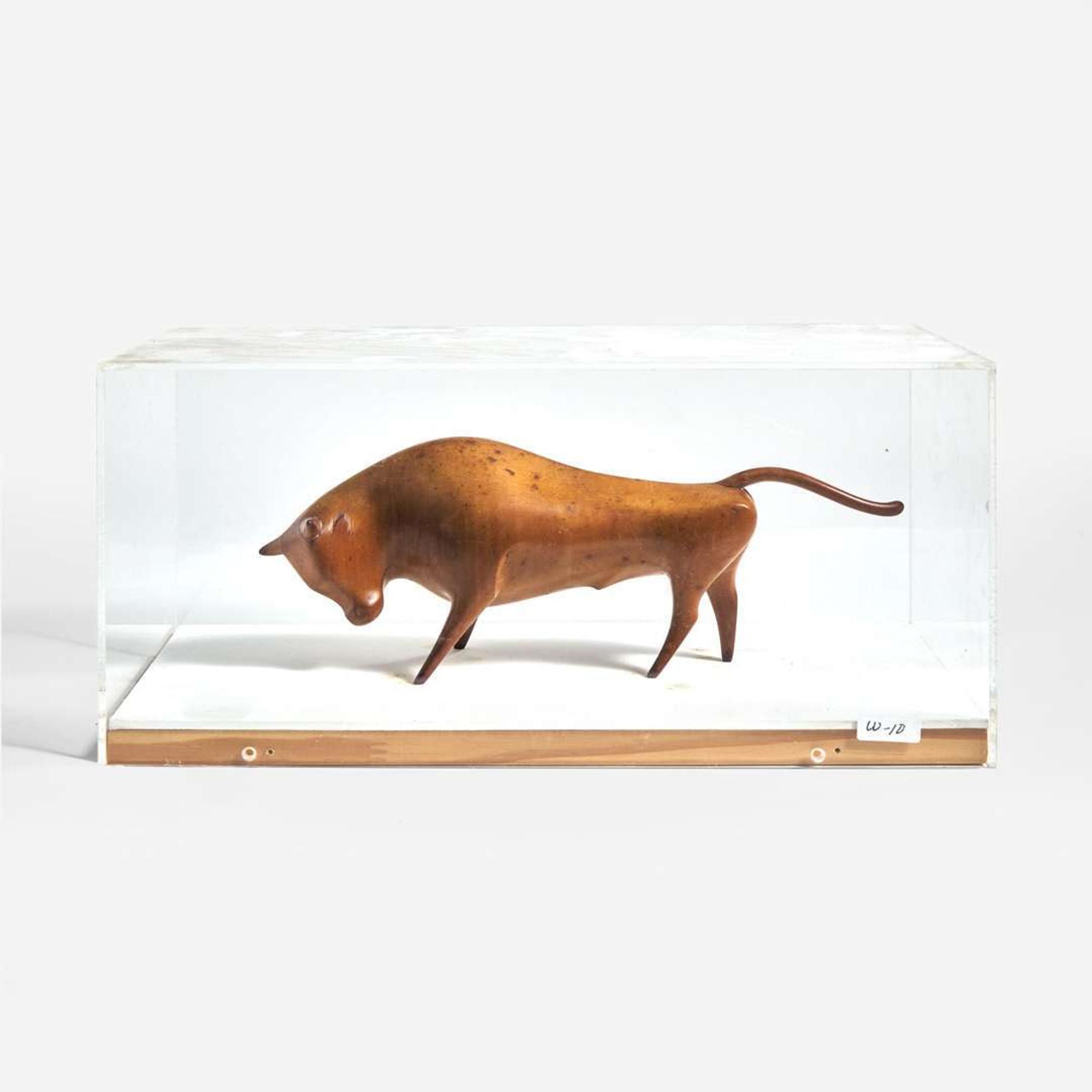 Franz Hagenauer (Austrian, 1906-1986) Carved Fruitwood Bull, Werkstätte Hagenauer, Austria, circa 1920s