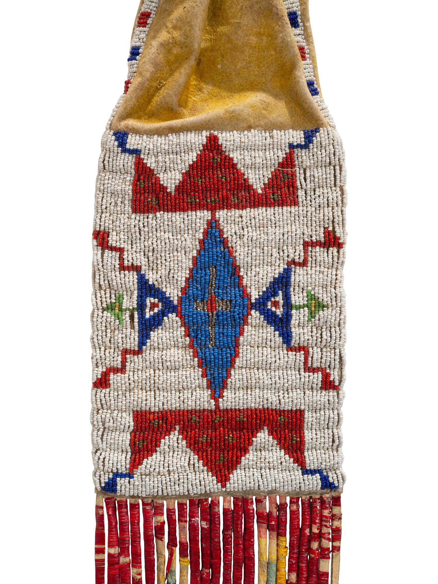 Sioux Beaded Hide Tobacco Bag, with American Flags