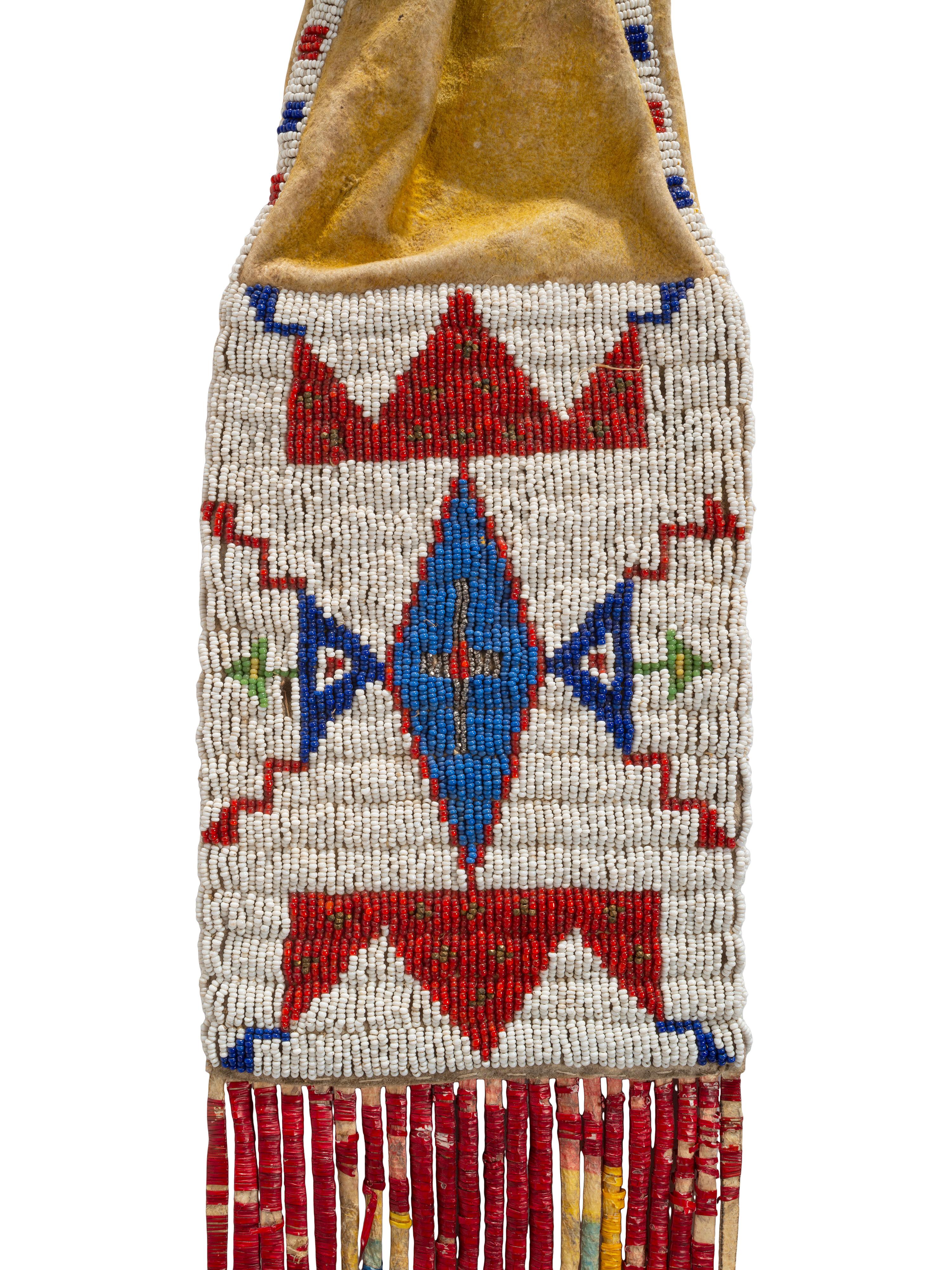 Sioux Beaded Hide Tobacco Bag, with American Flags