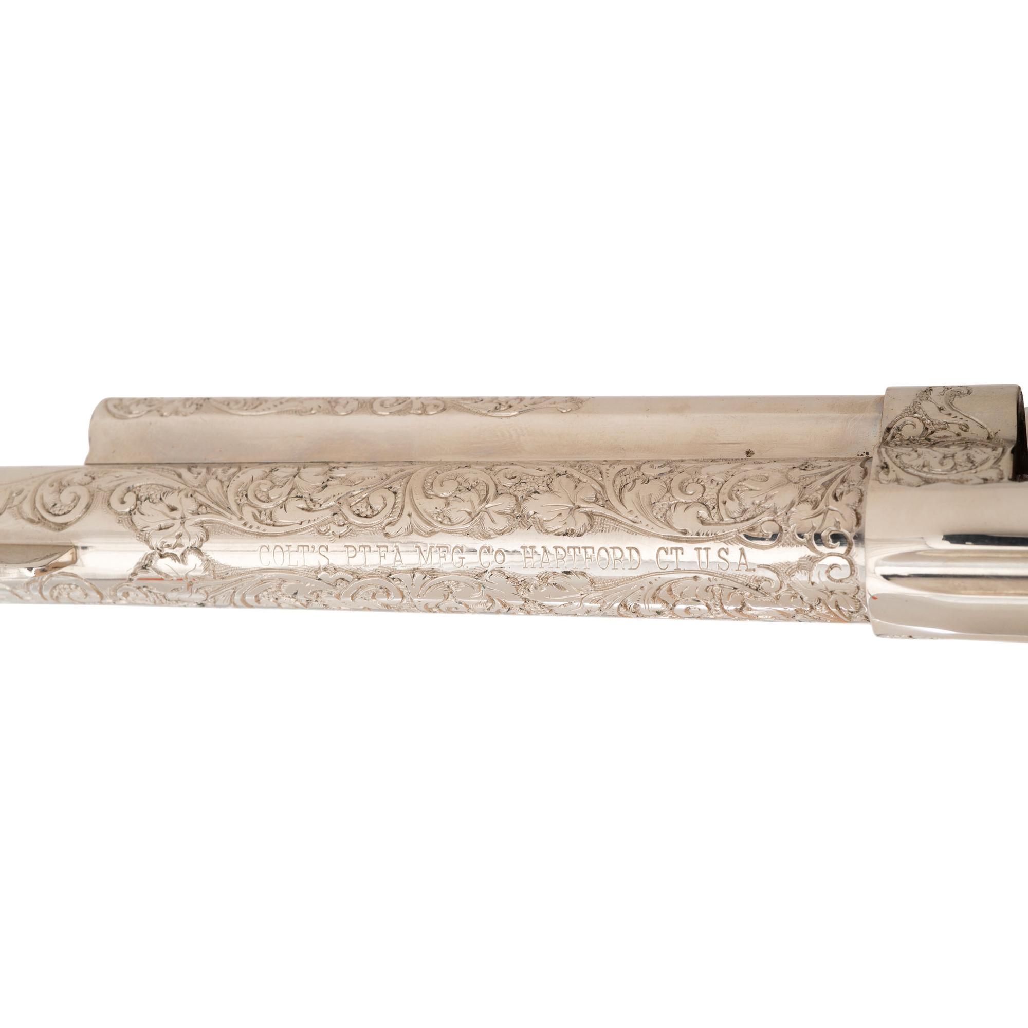 **Engraved 2nd Generation Colt Single Action Army Revolver with Mother of Pearl Grips in Factory Cardboard Box