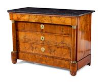 An Empire Style Burl Walnut Marble-Top Commode