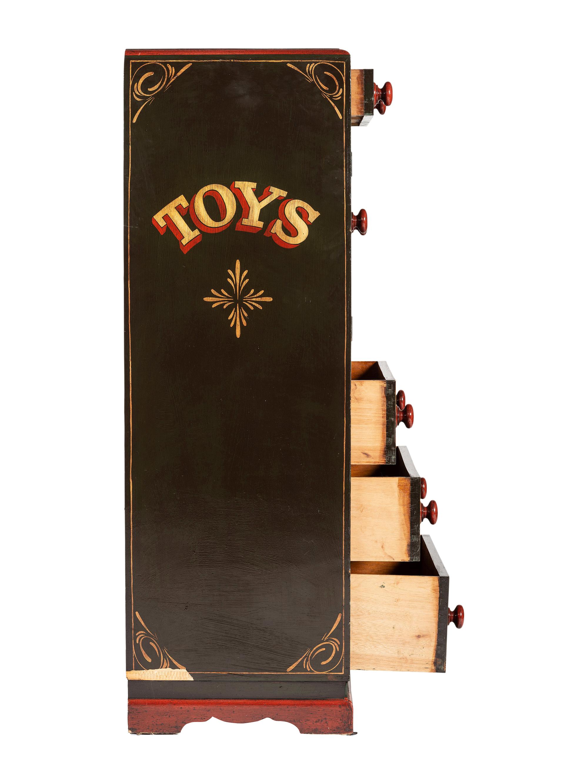 A Paint Decorated Pine Toy Cupboard