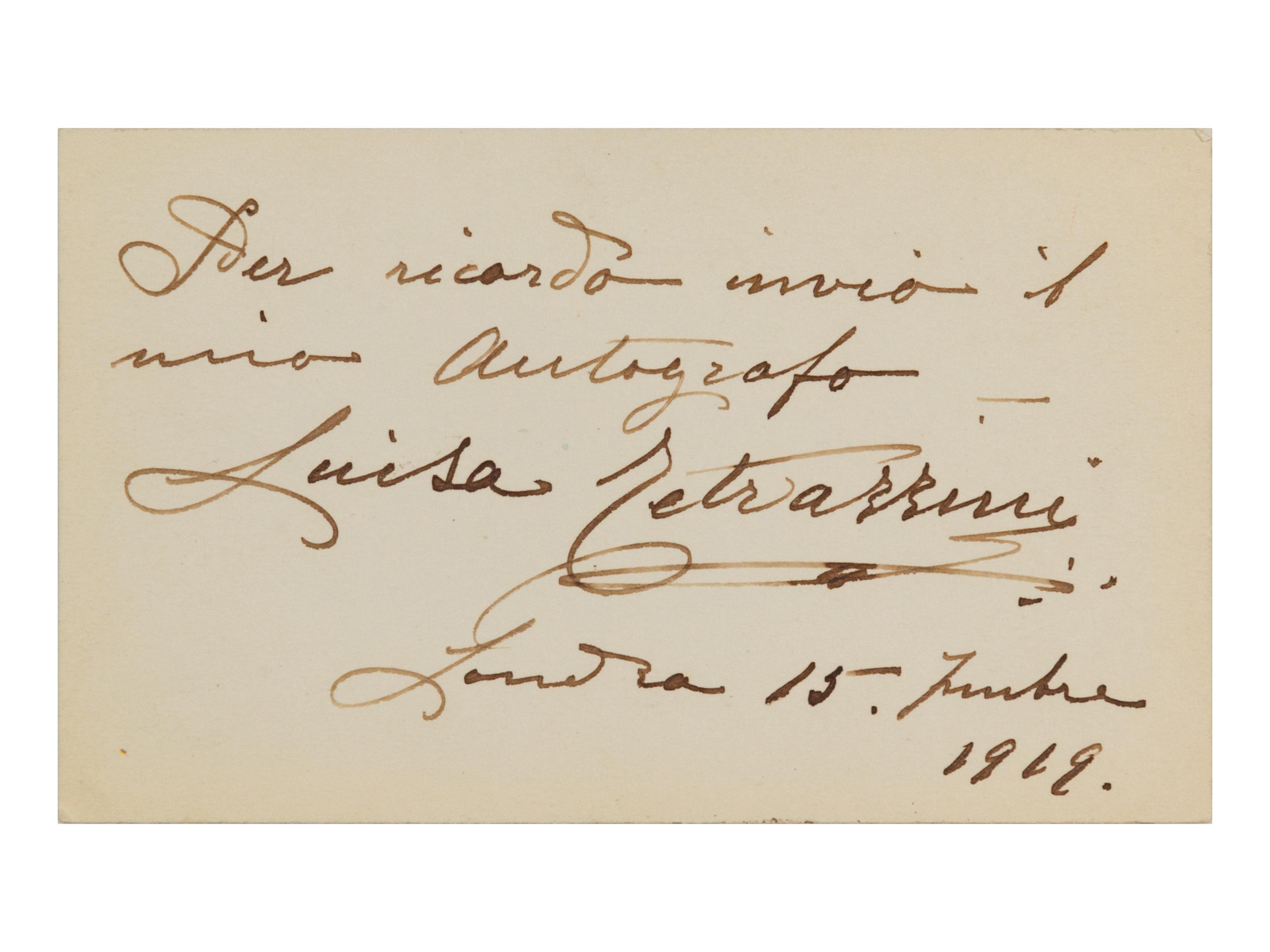 [20TH-CENTURY OPERA SINGERS]. A group of 6 photographs or photographic postcards of opera singers from the 1910s, most signed, comprising images of: