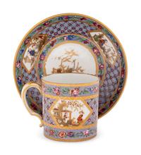 A Sèvres Lavender-Ground Chinoiserie Hard-Paste Porcelain Cup and a Saucer ( Gobelet 'Litron' et une Soucoupe, 1ère Grandeur )