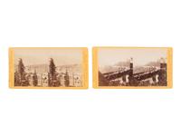 [WESTERN AMERICANA]. MUYBRIDGE, Eadweard (1830-1904), photographer. A group of 2 stereoviews of snow sheds near the Central Pacific Railroad. San Francisco, CA: Bradley & Rulofson.