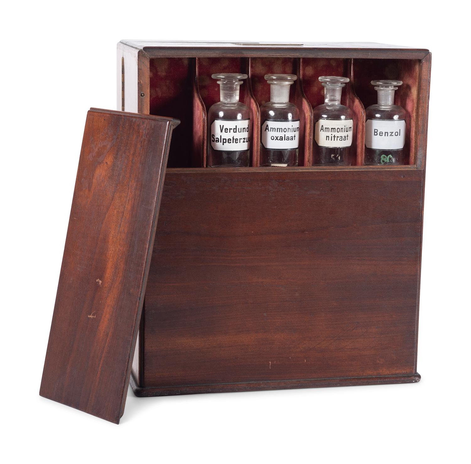 A Regency Brass Mounted Mahogany Traveling Apothecary Chest