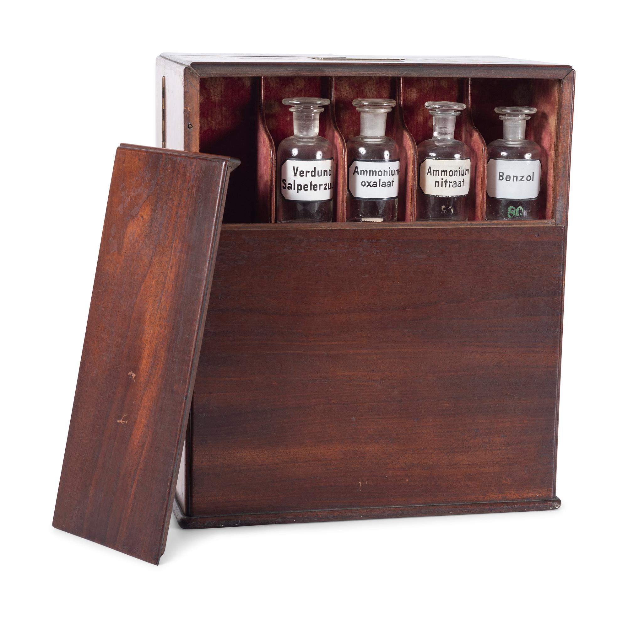 A Regency Brass Mounted Mahogany Traveling Apothecary Chest