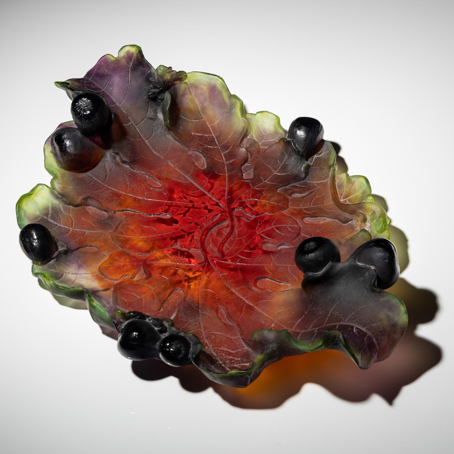 Pâte-De-Verre Les Figues (Figs) vase and tray