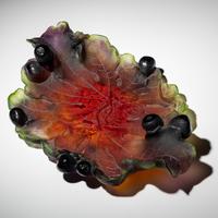 Pâte-De-Verre Les Figues (Figs) vase and tray
