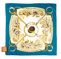 An Hermès 90cm Silk Scarf with A Mini Game Box, 36" x 36".