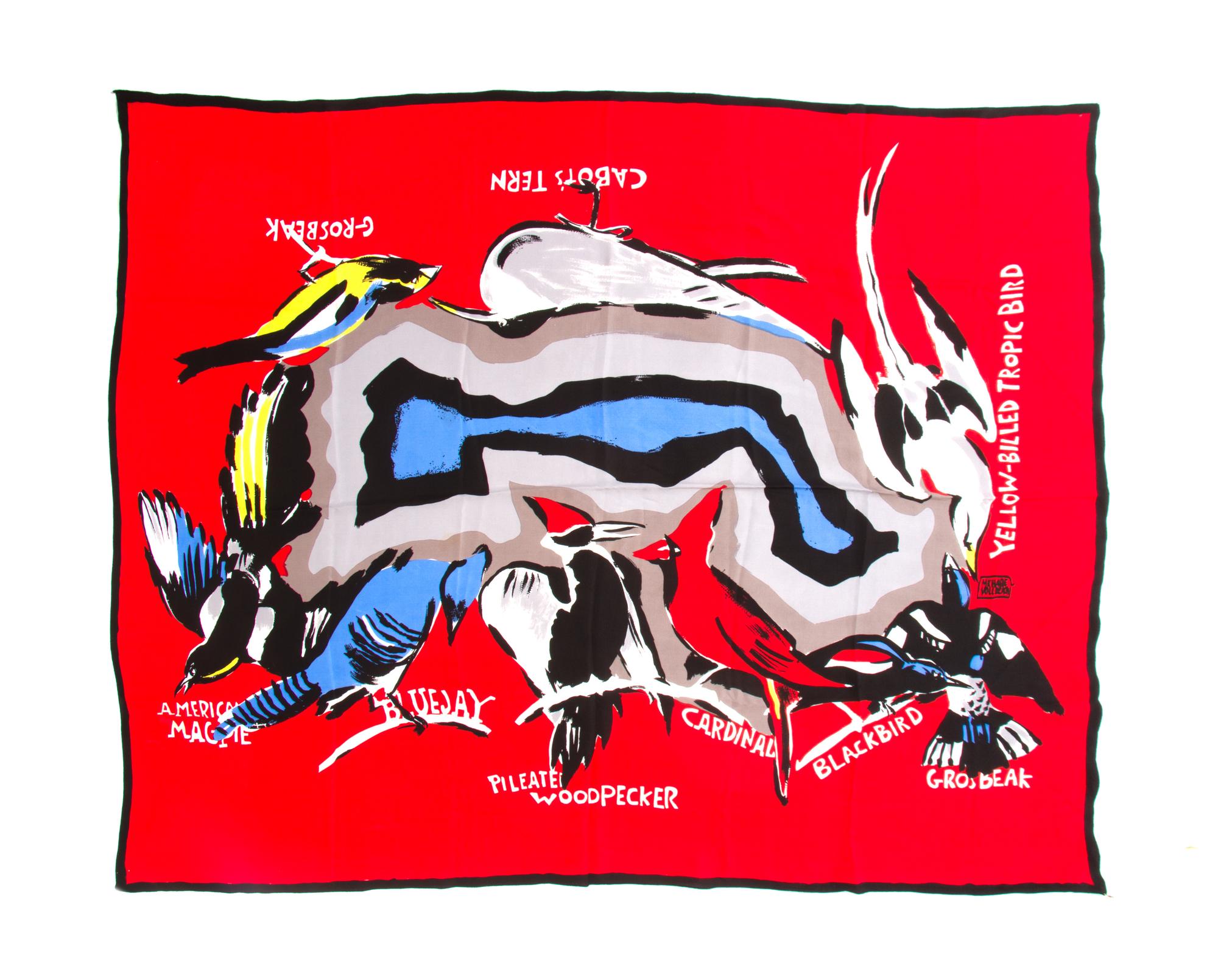 A Michaele Vollbracht Silk Scarf, 51 1/2 x 40 1/2 inches.