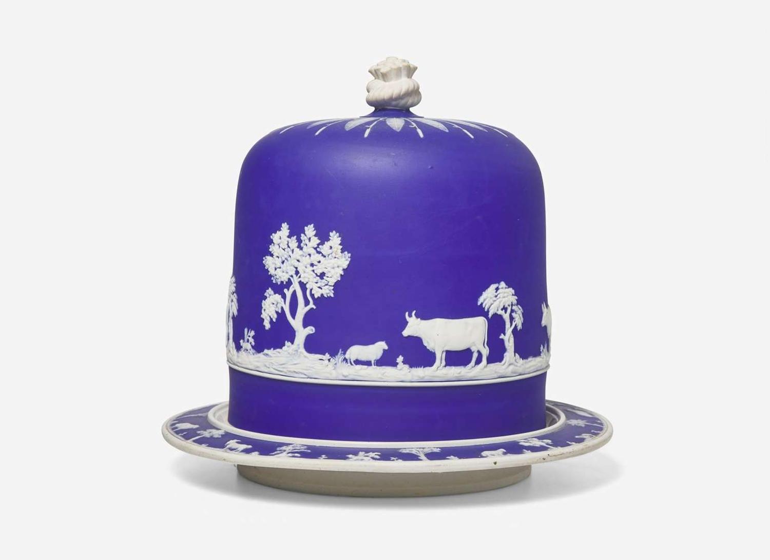 A Blue Dip Jasperware Cheese Dome, UK, late 19th century
