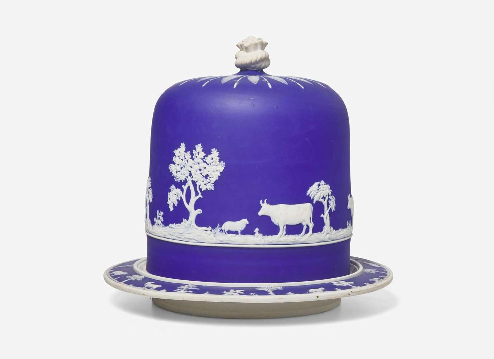 A Blue Dip Jasperware Cheese Dome, UK, late 19th century