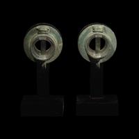 A Pair of Chinese Bronze Chariot Fittings, Warring States Period/Han Dynasty 戰國-漢 青銅獸面紋車 軎