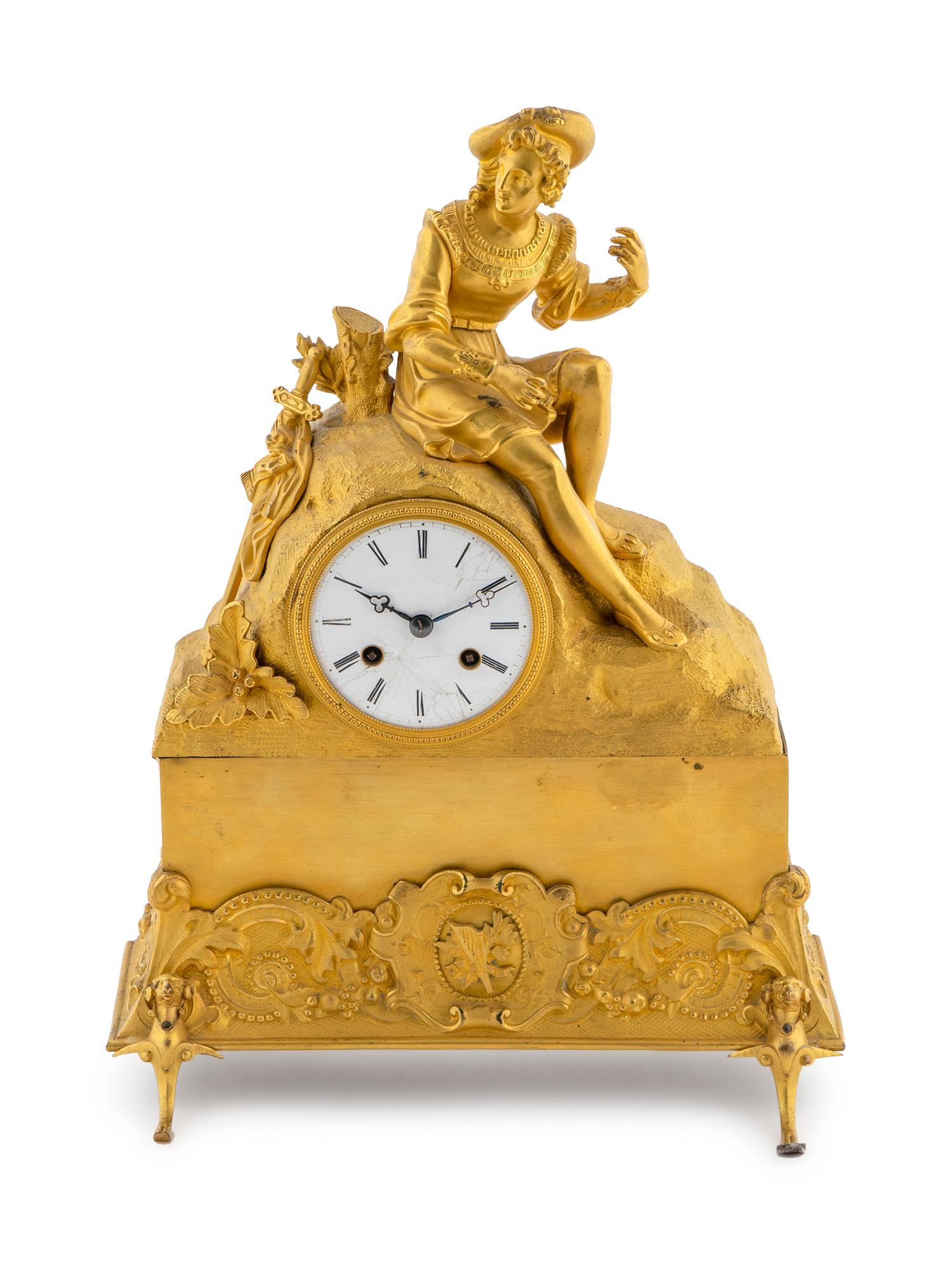 A French Empire Style Gilt Bronze Clock — 19TH CENTURY