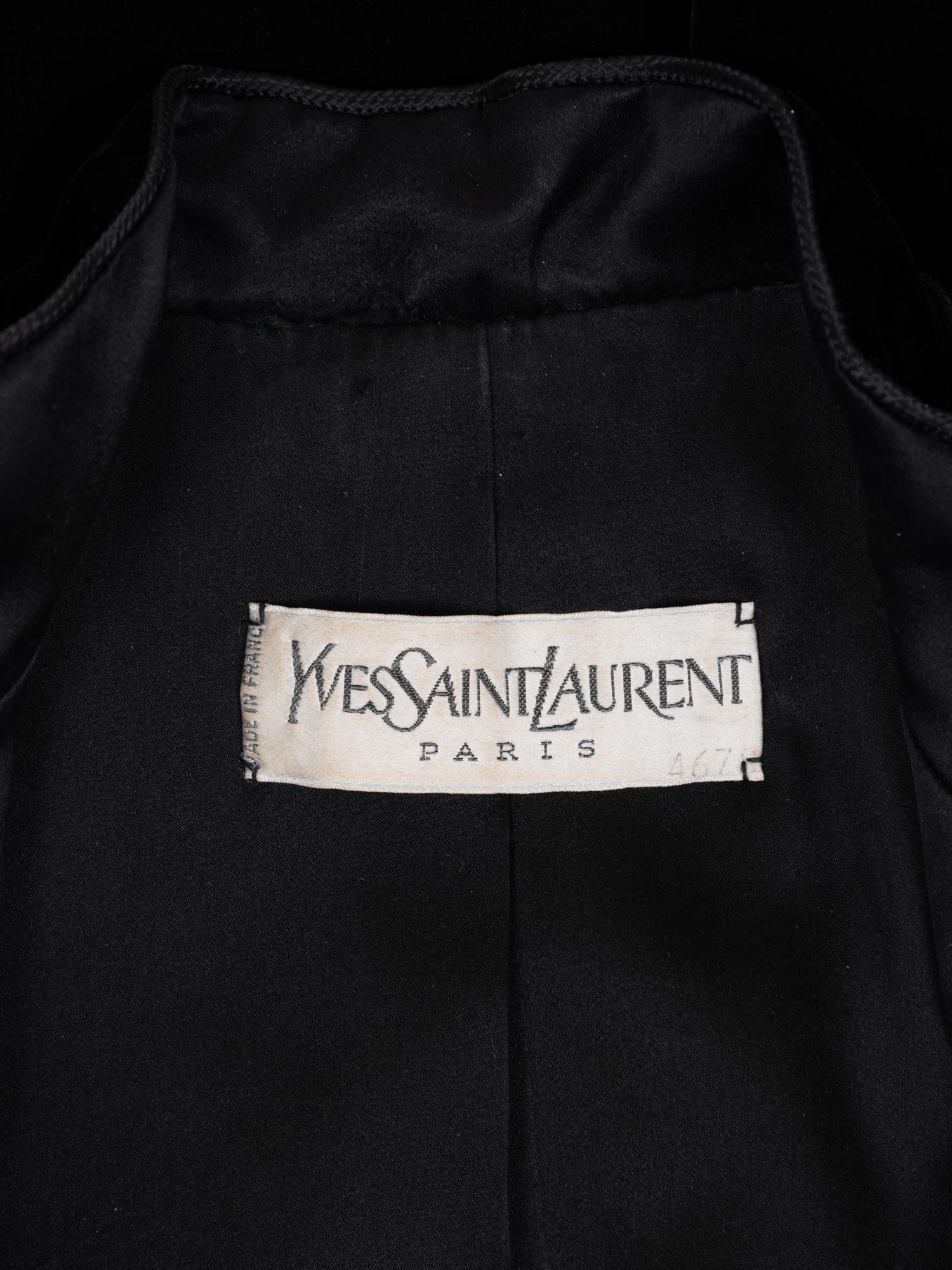 Yves Saint Laurent Haute Couture Velvet Jacket with Epaulettes, 1980-90s