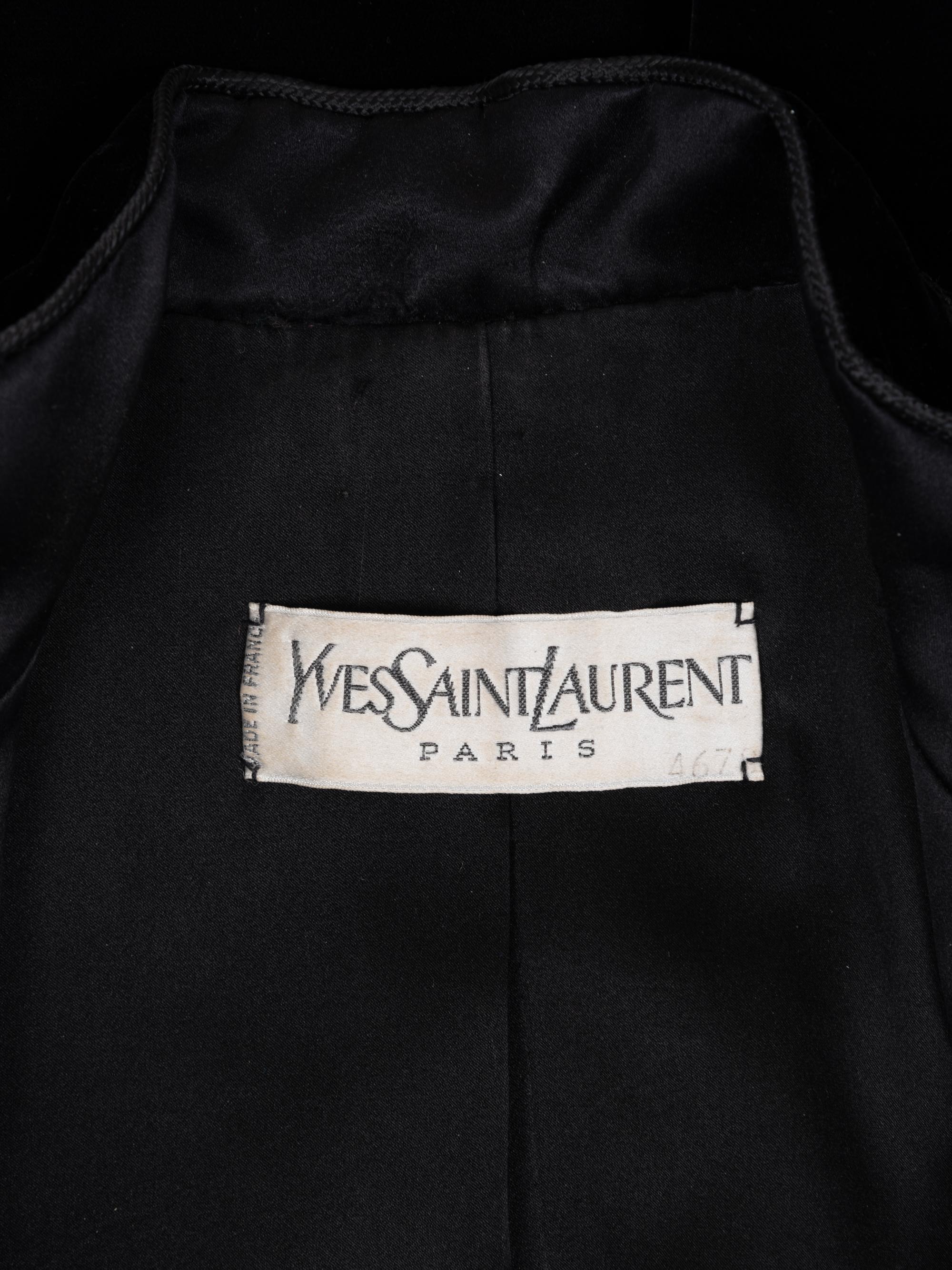Yves Saint Laurent Haute Couture Velvet Jacket with Epaulettes, 1980-90s