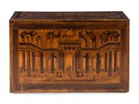 A German Marquetry and Walnut Table Cabinet